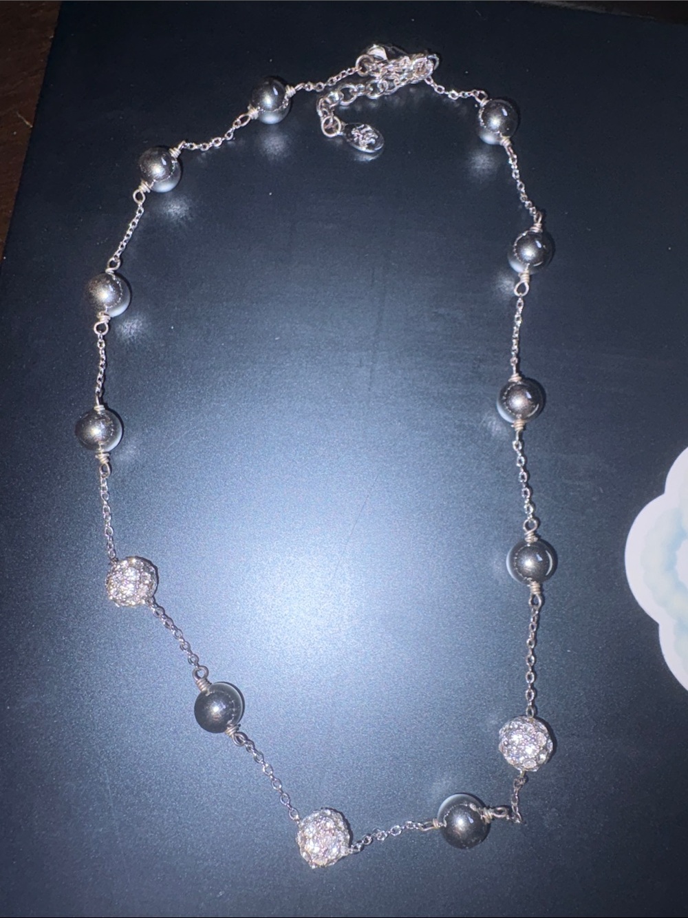 Brooks Brothers silver tone ball stationed necklace- great preowned condition